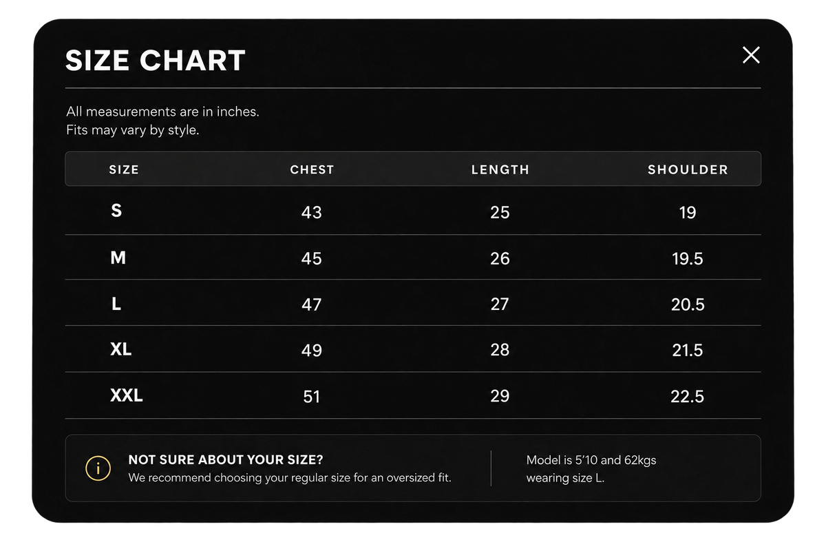 Size chart